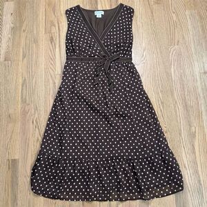Motherhood Maternity Polka Dot Dress Brown Sleeveless V-Neck Size Medium